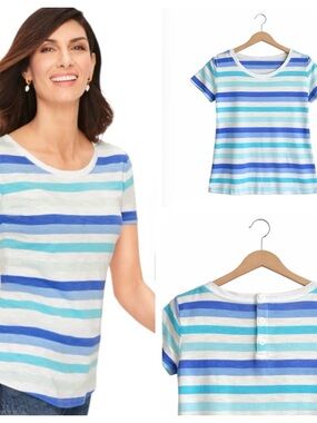 Talbots Cotton Blend Button Back Tee
